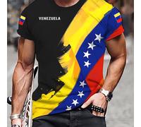 TEMU Camiseta de manga corta con cuello para hombre con estampado temático de VENEZUELA, camiseta para uso diario y vacaciones en resorts