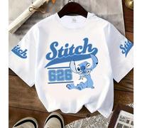 TEMU Camiseta de manga corta con cuello y estampado de Stitch de Disney | Moda casual, elástica, opaca, material de fácil cuidado, ideal para uso diario, camiseta de mujer