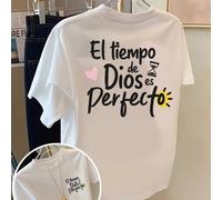 TEMU Camiseta de manga corta con diseño delantero y trasero - es , con un estampado elegante sobre la filosofía del - una camiseta de mujer para y verano, una pieza de moda