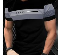 TEMU Camiseta de manga corta para hombre con rayas blancas y grises, estilo fácil y moderno, romántico, ideal para uso diario casual, viajes y más, que el buen del que la .