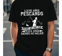 TEMU Camiseta de manga corta para hombre, ideal para el verano, con un diseño temático de pesca para españoles.