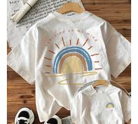 TEMU Camiseta de Manga Corta para Mujer - Estampado "Sunshine on " con Diseño de Sol, Cuello , Casual para Verano y , Lavable a Máquina, Ropa casual, Diseño Divertido, Uso en Todas