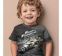 TEMU Camiseta de manga corta para niños y niños pequeños con cuello , diseño retro de coche energético y estampado