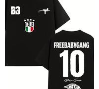 TEMU Camiseta de Merchandising del Álbum Rappeur Gang 2025 - Jersey con Logo y Gráficos de Gang, Camiseta Coleccionable de Rap, Cuello Casual para Uso Todo el Año