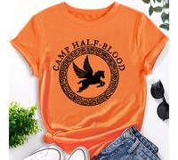 TEMU Camiseta de mujer con cuello , manga corta, estilo , con estampado de caballo de la mitología griega, ideal para el verano