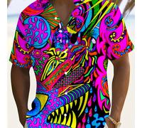 TEMU Camiseta de psicodélica de neón para hombre, cómoda y transpirable, top holgado de manga corta