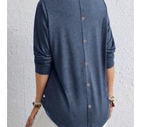 TEMU Camiseta de talla grande con botones en la espalda y dobladillo curvado, top de larga con cuello para y otoño, ropa de talla grande para mujer.