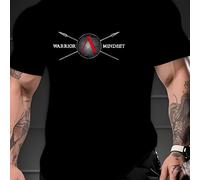 TEMU Camiseta Gráfica de para Hombre - Estampado 3D en Poliéster con Cuello , Negra con Diseño "Mentalidad de ", Camisa Casual para Hombres