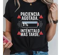 TEMU Camiseta Paciciencia Agotada con estampado de , manga corta y cuello , superior casual para verano y , ropa de mujer