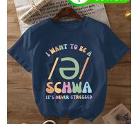 TEMU Camiseta para de dislexia " ser una vocal media" Estampado "Nunca se acentuará", Camiseta de moda popular para mujer /verano, Ropa casual para salidas y vacaciones talla S, Diseño y