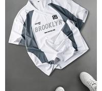 TEMU Camiseta polo estilo Brooklyn para hombre - Ajuste holgado, tejido de punto, comodidad para todas , casual con diseño negro, ropa casual | Camiseta polo gráfica | de punto
