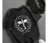 TEMU Camiseta Reversible de la Ala del Basgiath War College - Colección Vintage , Cómoda con Diseño de Copo de Nieve y Negras con , Ropa Casual para Mujer
