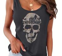 TEMU Camiseta Sin Casual para Mujer con Estampado de Calavera & THE GOONIES - Geométrico , Cuello , Lavable a Máquina para Verano Otoño, Moda Temporal, Diseño Moderno, Material Transpirable,