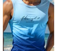 TEMU Camiseta Sin de Color Degradado para Hombre con Estampado " Having Faith" - Cuello Transpirable, Casual para Verano, Playa y Uso Diario - Lavable a Máquina, Moderno, Fácil Cuidado, Chaleco