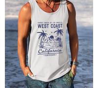 TEMU Camiseta Sin Mangas para Hombres - Estampado del Surf de la Costa de California, Casual y Deportiva en Azul , Tejido de Poliéster Transpirable, Cuello - para y Actividades al Aire Libre