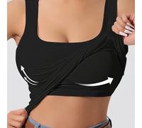 TEMU Camiseta sin para mujer con relleno extraíble, ajustada, de color sólido, adecuada como capa exterior o como capa base.