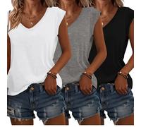 TEMU Camiseta, Top Casual de Manga Corta con Cuello en V para Verano y , Ropa de Mujer