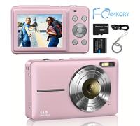 TEMU CAMKORY Cámara Digital, FHD 1080P 44MP, Cámara con de 16X y Estabilización Anti-Trepidación, Tarjeta de Memoria de 32GB - Ideal para Principiantes (Rosa, , Verde)