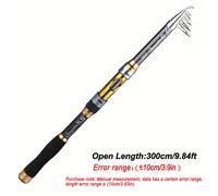 TEMU Caña de Pesca Spinning Sougayilang Ultraligera de Fibra de Carbono Portátil (Tamaño Real: 205-300 cm / 6.72-9.84 pies) (Debido a Problemas de de Producción, un Error Dentro del Normal)