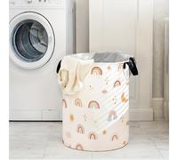 TEMU Canasta Circular de Almacenamiento con Estampado Sol, Luna y Estrellas - Organizador Duradero para Ropa, Libros y Lavandería - Decoración en Colores Pasteles, Accesorio Universal para el Hogar