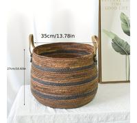 TEMU Canasta de Almacenamiento Tejida Boho Chic de Gran Tamaño con - Organizador Versátil para Cocina, Dormitorio y Más - Material Natural Duradero, Cestas de Estante