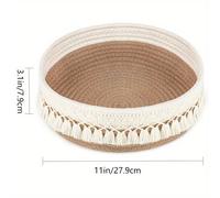 TEMU Canasta Tejida Boho Chic - Cesta Versátil para Papel Higiénico, Cosméticos y Accesorios - Ideal para Decoración de Dormitorio, Sala o Entrada del Hogar