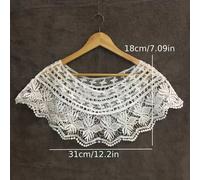 TEMU Capa Bohemia de Encaje para Mujer - Cubierta con Diseño Floral de Crochet, Manga Corta Elástica y Transpirable para Uso Casual al en Verano, Elegante y Estilosa, Cobertura Transparente Intrincada