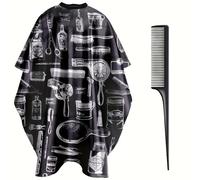 TEMU Capa de profesional con diseño de peines para el cabello - Negro, duradero, larga, para hombres y mujeres, suministros de salón, capa de de salón | Capa de | Capa de duradera