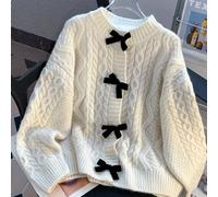 TEMU Cárdigan de Otoño e Invierno con , Pajarita y Bloques de Color, Chaqueta Suéter de Europa y América