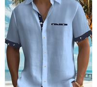 TEMU Cárdigan para Hombre con Puños, , Parches, Cuello Estampado, Manga Corta y Bolsillo, Camisa 0835 Zhiyuzi, Talla China, la Guía de Tallas con Atención