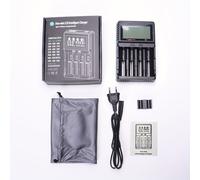 TEMU Cargador de batería inteligente LCD POWERKAN de 4 ranuras | Compatible con Ni-MH/Ni-CD de 1.2V: AA/AAA//C/SC/F6, baterías recargables de Li-ion de 3.7V 18650 18490 18350 17670 1750