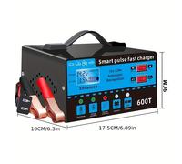 TEMU Cargador de batería universal de 12V y 24V con pantalla LCD, inteligente, compensación de , protección contra sobrecarga y cortocircuito, adecuado para carga de y baterías de coches, SUVs