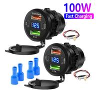 TEMU Cargador de coche 2025 de , carga súper rápida 12 V-24 V, con pantalla digital, 4 puertos, carga rápida dual PD, para coches, autocaravanas, motocicletas, barcos, autocaravanas