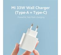 TEMU Cargador de pared Xiaomi Mi 33W (Tipo-A + Tipo-C) | Carga Rápida, Compatibilidad Universal, Voltaje de Funcionamiento 100V-240V