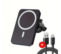 TEMU Cargador Inalámbrico Magnético de 15W | Soporte Universal para Teléfono de Coche, Compatible con iPhone, Xiaomi, etc., USB, Carga Rápida