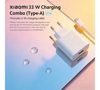 TEMU Cargador Rápido Combo Xiaomi 33W (Tipo-A), Adecuado para Teléfonos , iPhone, con Cable de USB-C, Adaptador de Corriente para Teléfono con Cable de USB Tipo-C, Cable de de 1M,