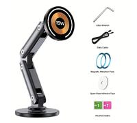 TEMU Cargador sin varillas Magnético de Montaje Metálico, Carga Rápida de 15W, Tipo Adhesivo, Rotación 360°, Ángulo de Montaje Ajustable, Anillo Magnético, Compatible con iPhone 16/15/14/13 Pro Max