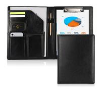 TEMU Carpeta de cuero individual con soporte para bloc de notas legal y portapapeles, ideal para negocios, educación, oficina y conferencias