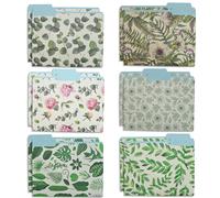 TEMU Carpetas decorativas para archivos - 12/18 unidades, pestañas de 1/3 de corte, tamaño carta, estampados florales y de hojas surtidos, organizadores de suministros de oficina de papel