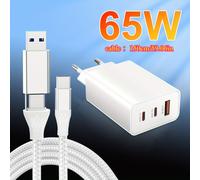 TEMU Carregador de Pared Rápido USB-C de 65W Puertos y Cable de 1.5m de 60W, Adaptador de Energía PD Compatible con /Air, iPhone 16/15, Samsung S24/S23, Dell XPS, Note 20/10+, iPad/iPad Pro