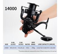 TEMU Carrete de spinning Heavy Duty Long Cast 8000-14000 25Kg, potente freno de 4.8:1, capacidad de línea, carrete de pesca para juegos grandes en
