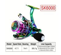 TEMU Carrete giratorio de metal con 14+1 rodamientos para pesca, ideal para lanzamientos de larga distancia, con tamaños que van desde 1000 6000, diseñado para peces negros sin espacios