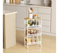 TEMU Carrito de almacenamiento, carrito de cocina, 22 × 45.4 × 77 cm, 4 niveles, diseño , con y ruedas, para salas de estar, cocinas y baños
