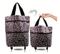 TEMU Carrito de compras plegable de gran capacidad que se puede en una bolsa, para ir de compras al supermercado, elegante y práctico bolso con ruedas para uso doméstico y viajes