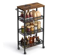 TEMU Carro de 4 Estantes con Ruedas, de para Cocina, de Acero, Mango Incluido, Ideal para Pequeños Espacios en Cocina, Baño o Sala