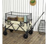 TEMU Carro de Jardín 180 L Carro de Transporte Plegable con Ruedas Paredes Extensibles y Ángulo del Mango Ajustables Carga 120 kg para Patio Playa Caqui