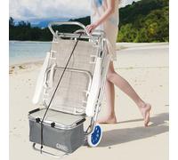 TEMU Carro Portasillas Plegable de Playa y Camping - Aluminio Resistente, Ruedas Grandes, Multiusos, 110x38x42cm