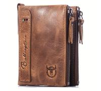 TEMU Carteira BULLCAPTAIN para Homem, em Couro , Estilo Vintage, Padrão Animal, Tecido Trançado, de Volante, com Bolsos com Cremalheira, Carteira de Uso Diário para Homem | Carteira Retro | com