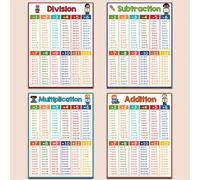 TEMU Carteles Educativos de Matemáticas con 4 , y Multiplicación, Póster de Matemáticas, Sin , 8x10 Pulgadas