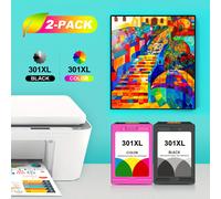 TEMU Cartuchos de impresora de rendimiento 301XL en negro y tricolor compatibles con HP Ink 301 301XL para impresoras HP 1110 1111 1112 4510 4511 4512 3830 3831 3832 4650 4652 4654